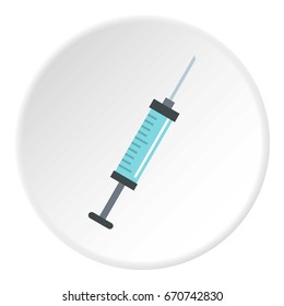 Syringe icon in flat circle isolated vector illustration for web