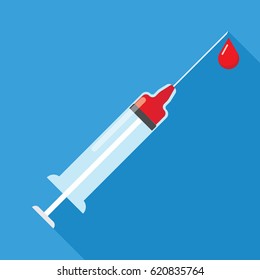 Syringe icon in flat design