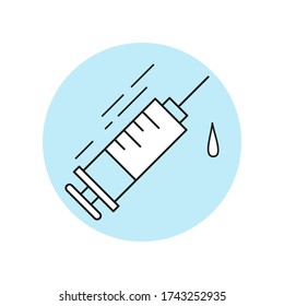 Syringe icon in flat design. Vector illustration.
