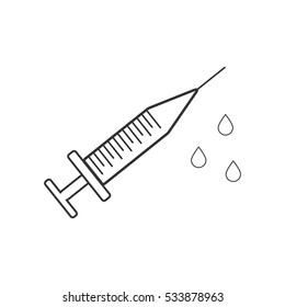 Syringe icon flat. Illustration isolated on white background. Vector grey sign symbol