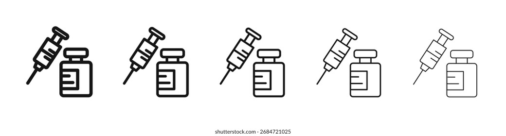 Icono de la jeringa ilustración plana set logo