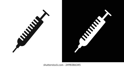 Syringe icon flat line symbol set.