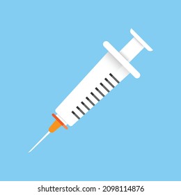 Syringe icon in flat style. Coronavirus vaccine inject vector illustration on isolated background. Covid-19 vaccination sign business concept.