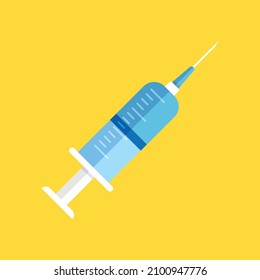 Syringe icon in flat style. Coronavirus vaccine inject vector illustration on isolated background. Covid-19 vaccination sign business concept.