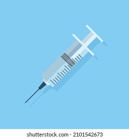 Syringe icon in flat style. Coronavirus vaccine inject vector illustration on isolated background. Covid-19 vaccination sign business concept.