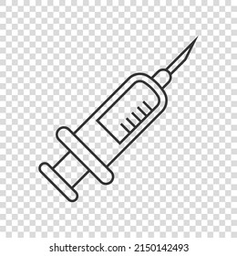 Syringe icon in flat style. Coronavirus vaccine inject vector illustration on isolated background. Covid-19 vaccination sign business concept.