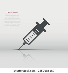 Syringe icon in flat style. Coronavirus vaccine inject vector illustration on isolated background. Covid-19 vaccination sign business concept.