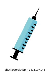 Syringe icon. Flat style injection vector, icon isolated on white background. Simple medical syringe silhouette, symbol website graphic design. Vector illustration.