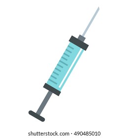 Syringe icon in flat style isolated on white background. Medical symbol vector illustration