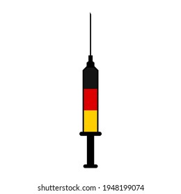 syringe icon with germany flag isolated on white background. symbol, print, sticker, logo