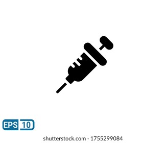 icono de la jeringa al estilo glifo. ilustración vectorial para diseño gráfico, sitio web, interfaz de usuario aislada en fondo blanco. EPS 10