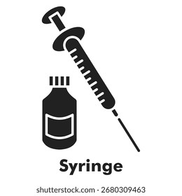 Syringe Icon Glyph Style. Vector Illustration For Graphic Design
