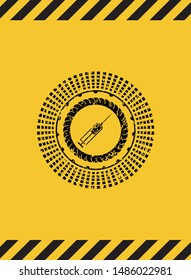 syringe icon grunge warning sign emblem. Vector Illustration. Detailed.
