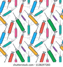 syringe icon handdrawn seamless pattern