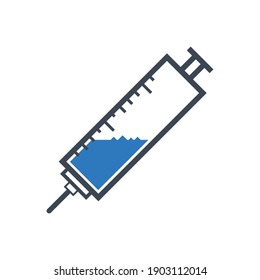 Icono de la jeringa. Inyección, icono del vector de la vacuna. 