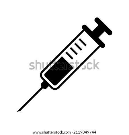 Syringe icon, injection vector icon.