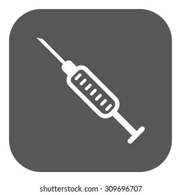 The syringe icon. Injector and hypodermic, preparation, medicine,  vaccine symbol. Flat Vector illustration. Button