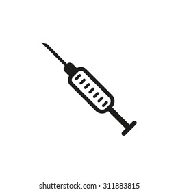 The syringe icon. Injector and hypodermic, preparation, medicine,  vaccine symbol. Flat Vector illustration