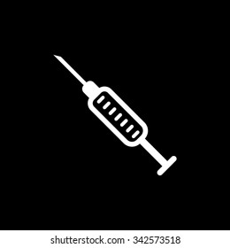 The syringe icon. Injector and hypodermic, preparation, medicine,  vaccine symbol. Flat Vector illustration