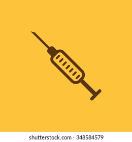 The syringe icon. Injector and hypodermic, preparation, medicine,  vaccine symbol. Flat Vector illustration