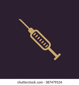 The syringe icon. Injector and hypodermic, preparation, medicine,  vaccine symbol. Flat Vector illustration