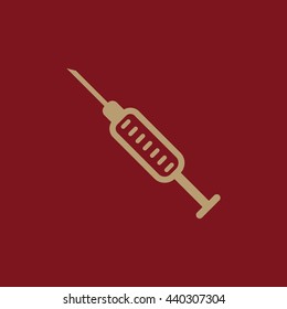 The syringe icon. Injector and hypodermic, preparation, medicine, vaccine symbol. Flat Vector illustration