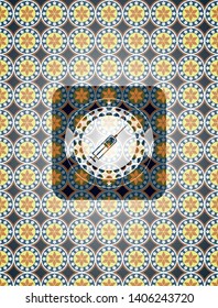 syringe icon inside arabic badge background. Arabesque decoration.