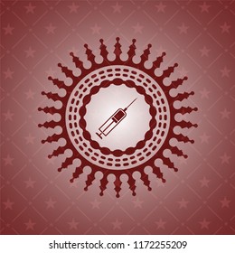 syringe icon inside badge with red background