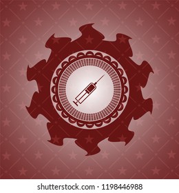 syringe icon inside badge with red background