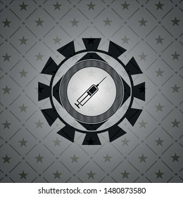 syringe icon inside black badge