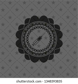 syringe icon inside black emblem. Vintage.