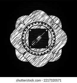 syringe icon inside chalk emblem. 