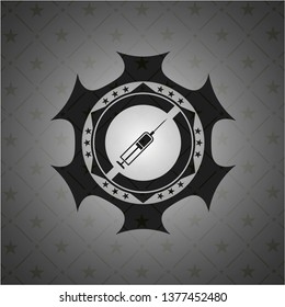 syringe icon inside dark emblem