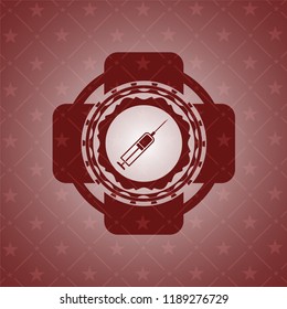 syringe icon inside red emblem