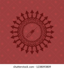 syringe icon inside red icon or emblem