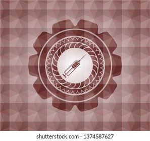 syringe icon inside red geometric emblem. Seamless.