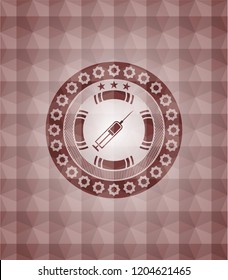 syringe icon inside red seamless polygonal badge.