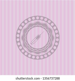 syringe icon inside retro pink emblem