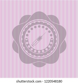syringe icon inside retro style pink emblem