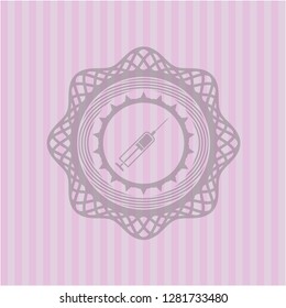syringe icon inside retro style pink emblem