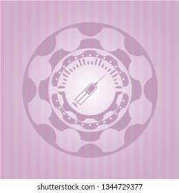 syringe icon inside retro style pink emblem