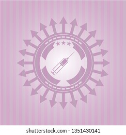syringe icon inside retro style pink emblem