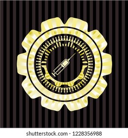 syringe icon inside shiny emblem