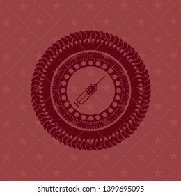 syringe icon inside vintage red emblem