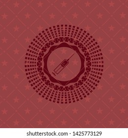 syringe icon inside vintage red emblem