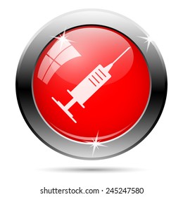Syringe icon. Internet button on white background. 