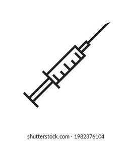Syringe icon lime style for web design isolated on white background. Medical treatment. Vaccine shot. Vector icon 10 eps