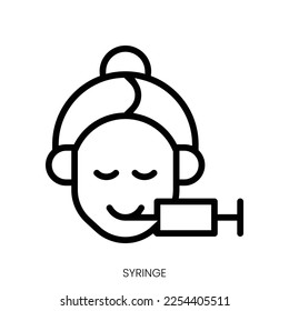 syringe icon. Line Art Style Design Isolated On White Background