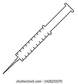 Syringe icon. İnjection syringe line isolated vector illustration