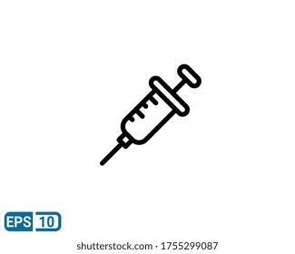 icono de la jeringa en línea. ilustración vectorial para diseño gráfico, sitio web, interfaz de usuario aislada en fondo blanco. EPS 10